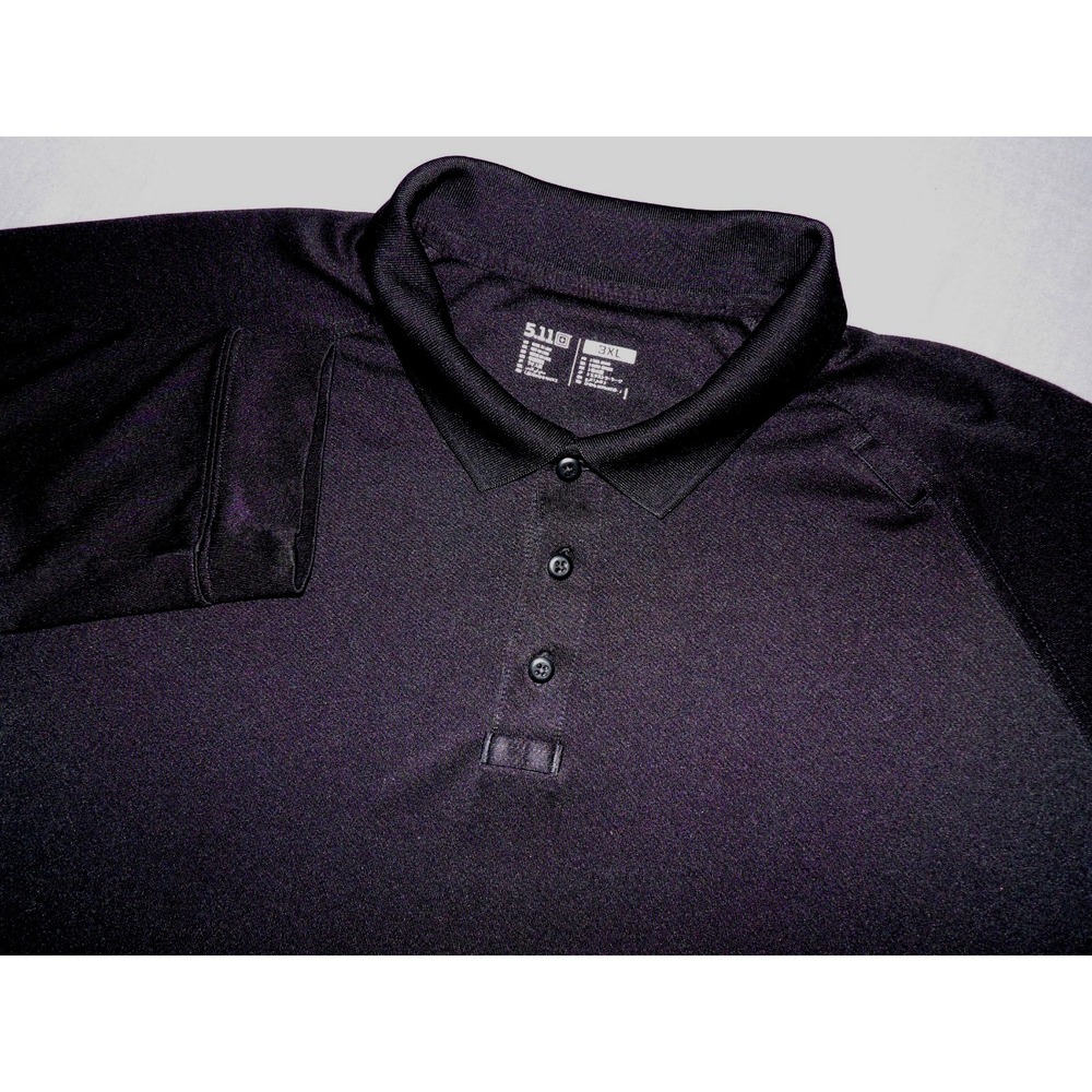 5.11 Tactical Long Sleeved 100% Polyester Performance Black Polo Shirt Men's 3XL